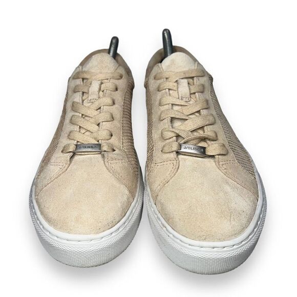 J/Slides Casual Embossed Snakeskin Sneakers Beige Suede Women's 10 - Picture 3 of 12